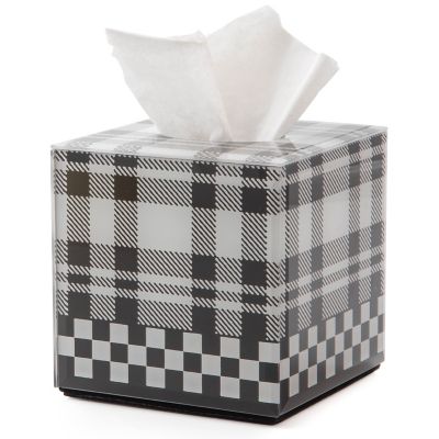 MacKenzie-Childs  Black & White Tartan Boutique Tissue Box Cover