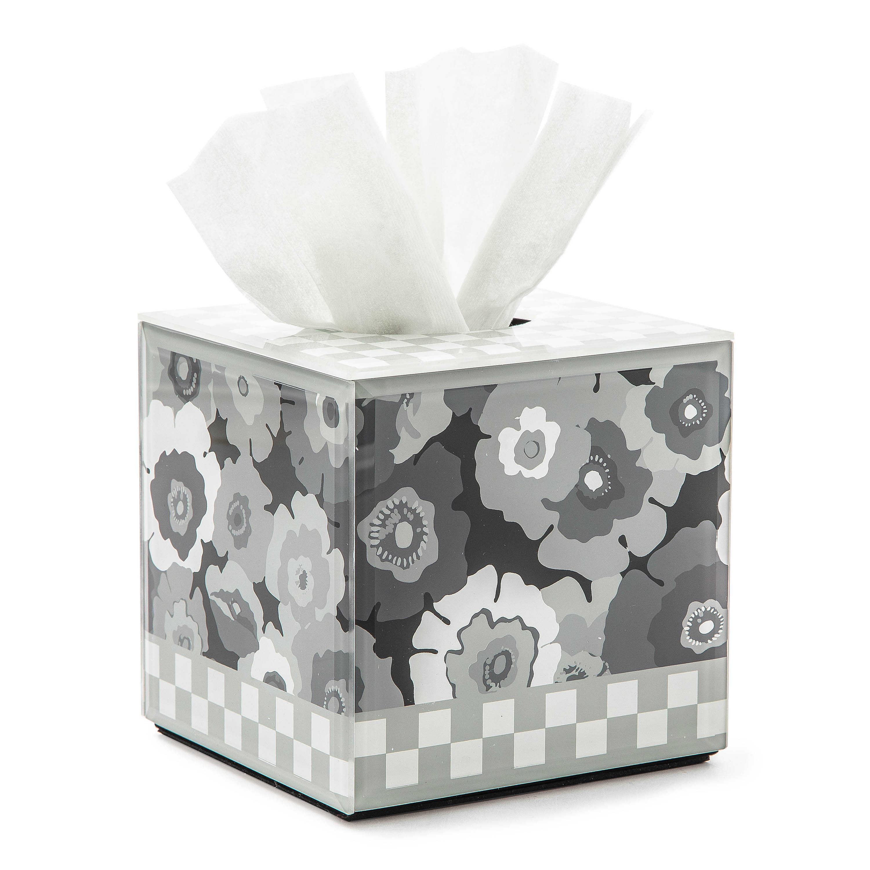 Always Flowers Grey Boutique Tissue Box Cover mackenzie-childs Panama 0