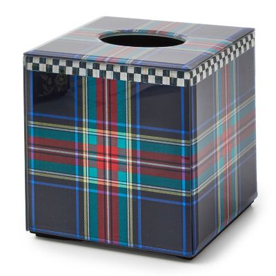 Tartan Black Boutique Tissue Box Cover mackenzie-childs Panama 0