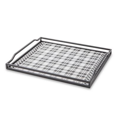 Black & White Tartan Butler's Tray