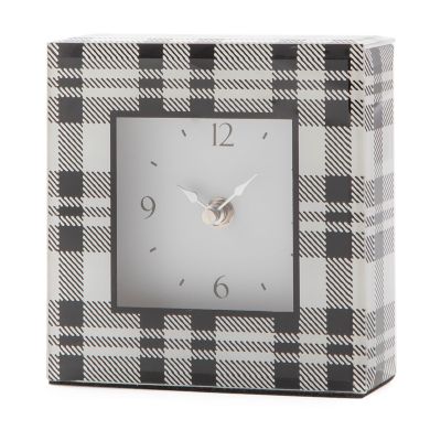 Black & White Tartan Desk Clock mackenzie-childs Panama 0