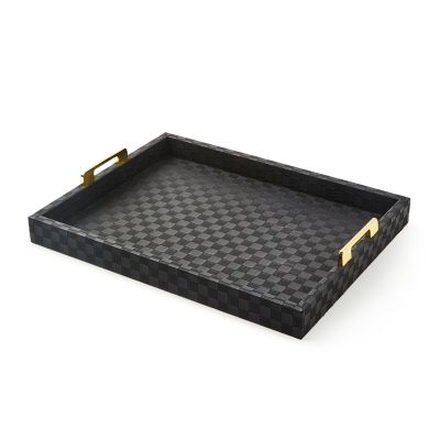 Black Faux Leather Large Tray mackenzie-childs Panama 0