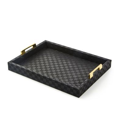 Black Faux Leather Small Tray mackenzie-childs Panama 0