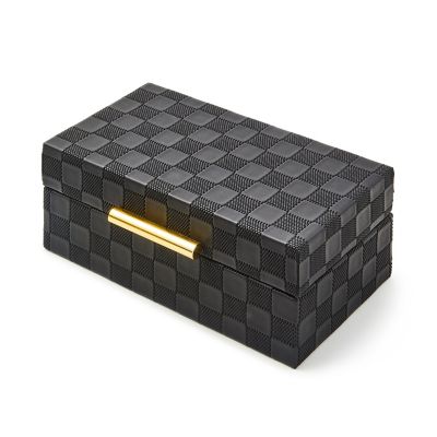 Black Faux Leather Small Box mackenzie-childs Panama 0