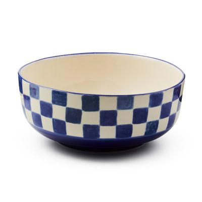 Indigo Check Serving Bowl mackenzie-childs Panama 0