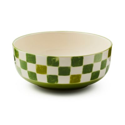 Green Check Serving Bowl mackenzie-childs Panama 0
