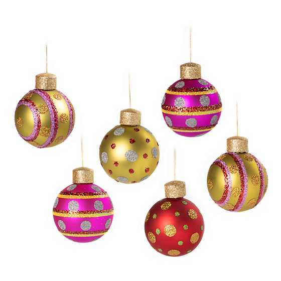 Patience Brewster Glitter Glass Ornaments - Set of 6