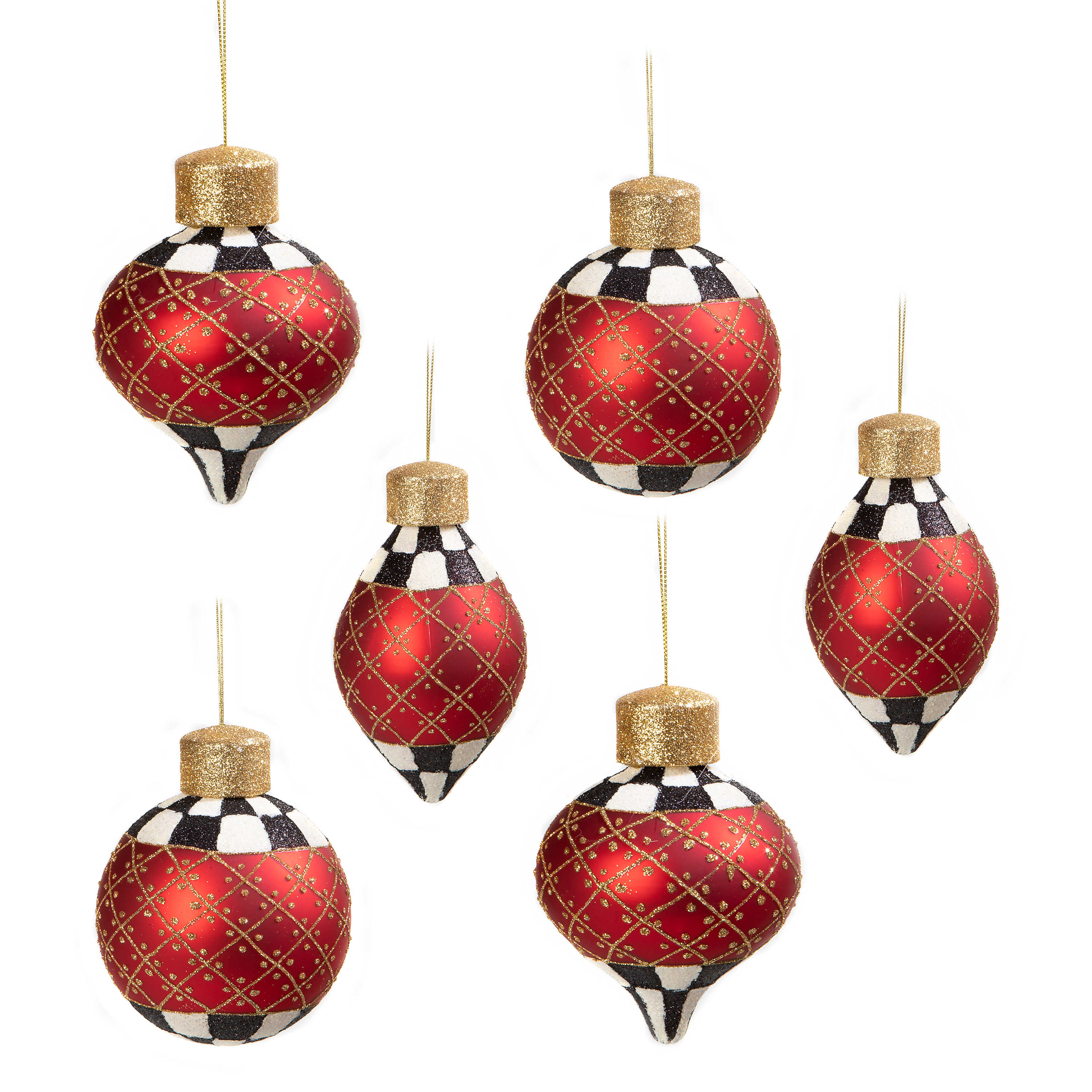 Christmas Magic Sparkle Glass Ornaments, Set of 6 mackenzie-childs Panama 0
