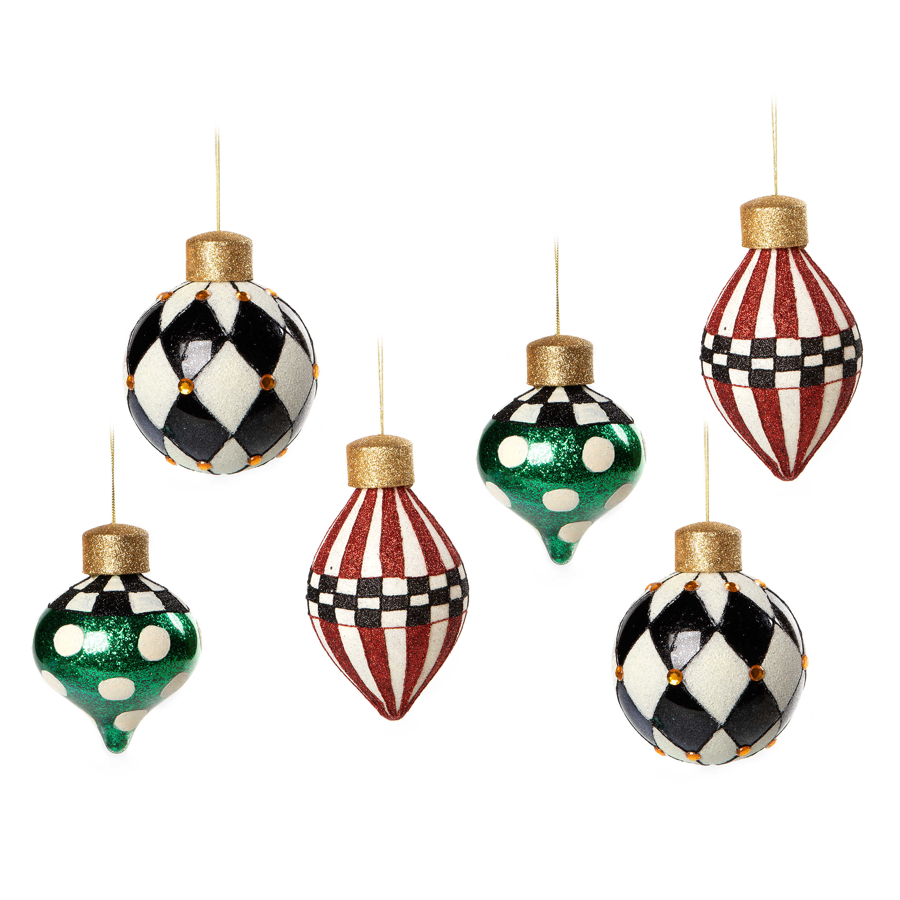 Jolly Assorted Glass Ornaments, Set of 6 mackenzie-childs Panama 0
