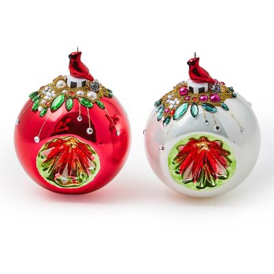 Cardinal Glass Reflector Ornaments, Set of 2 mackenzie-childs Panama 0