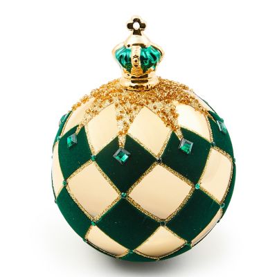 Emerald Luxe Crown Jumbo Glass Ball Ornament mackenzie-childs Panama 0