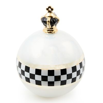 Black & White Crown Jumbo Glass Ball Ornament mackenzie-childs Panama 0