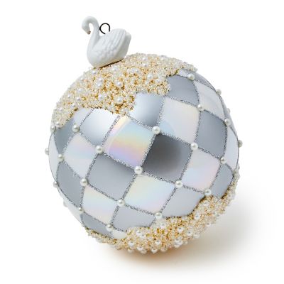 Crystal Palace Swan Jumbo Glass Ball Ornament mackenzie-childs Panama 0