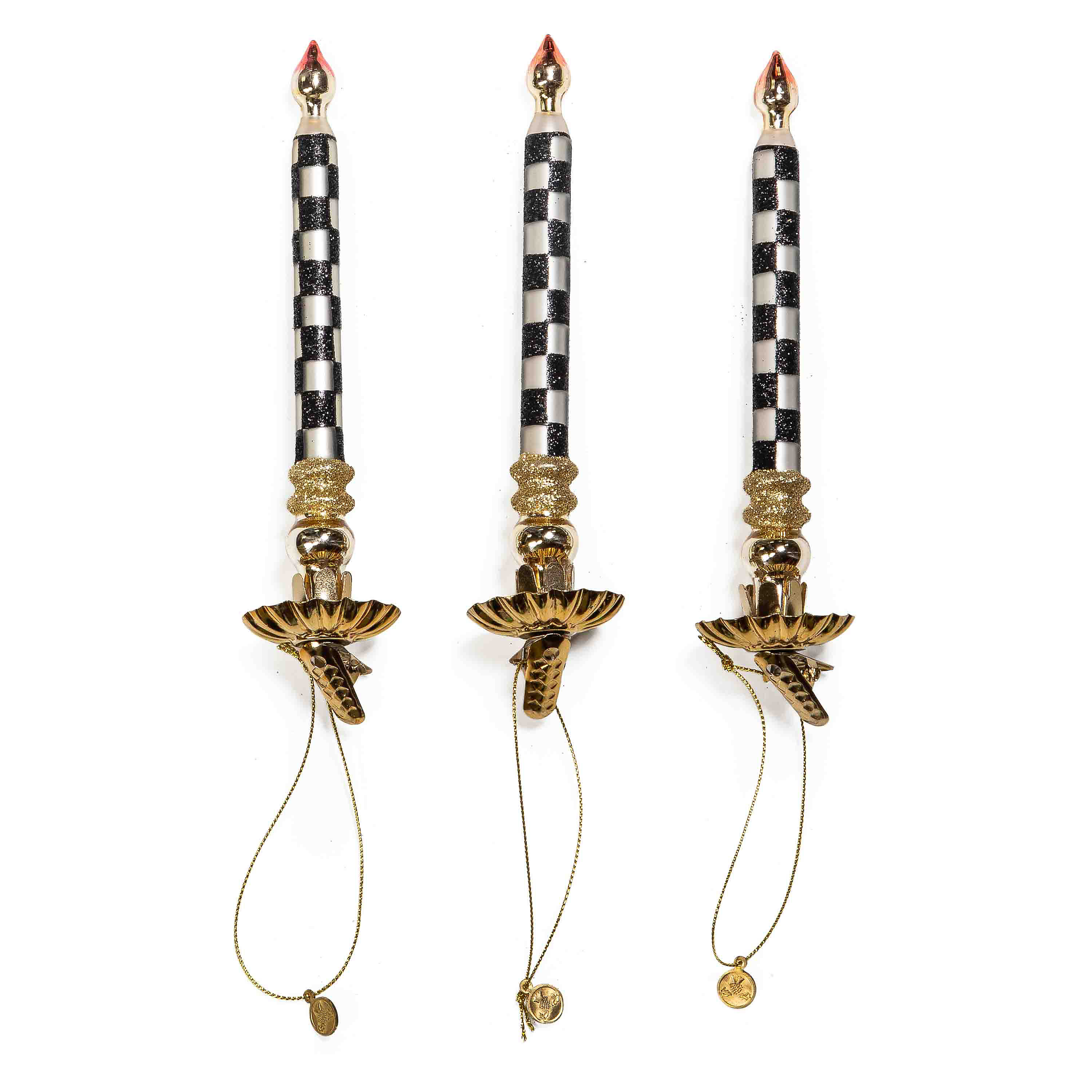 Courtly Check Glass Candle Clips, Set of 3 mackenzie-childs Panama 0