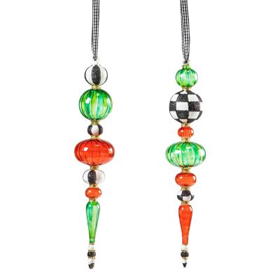 Red & Green Glass Icicle Ornaments, Set of 2 mackenzie-childs Panama 0