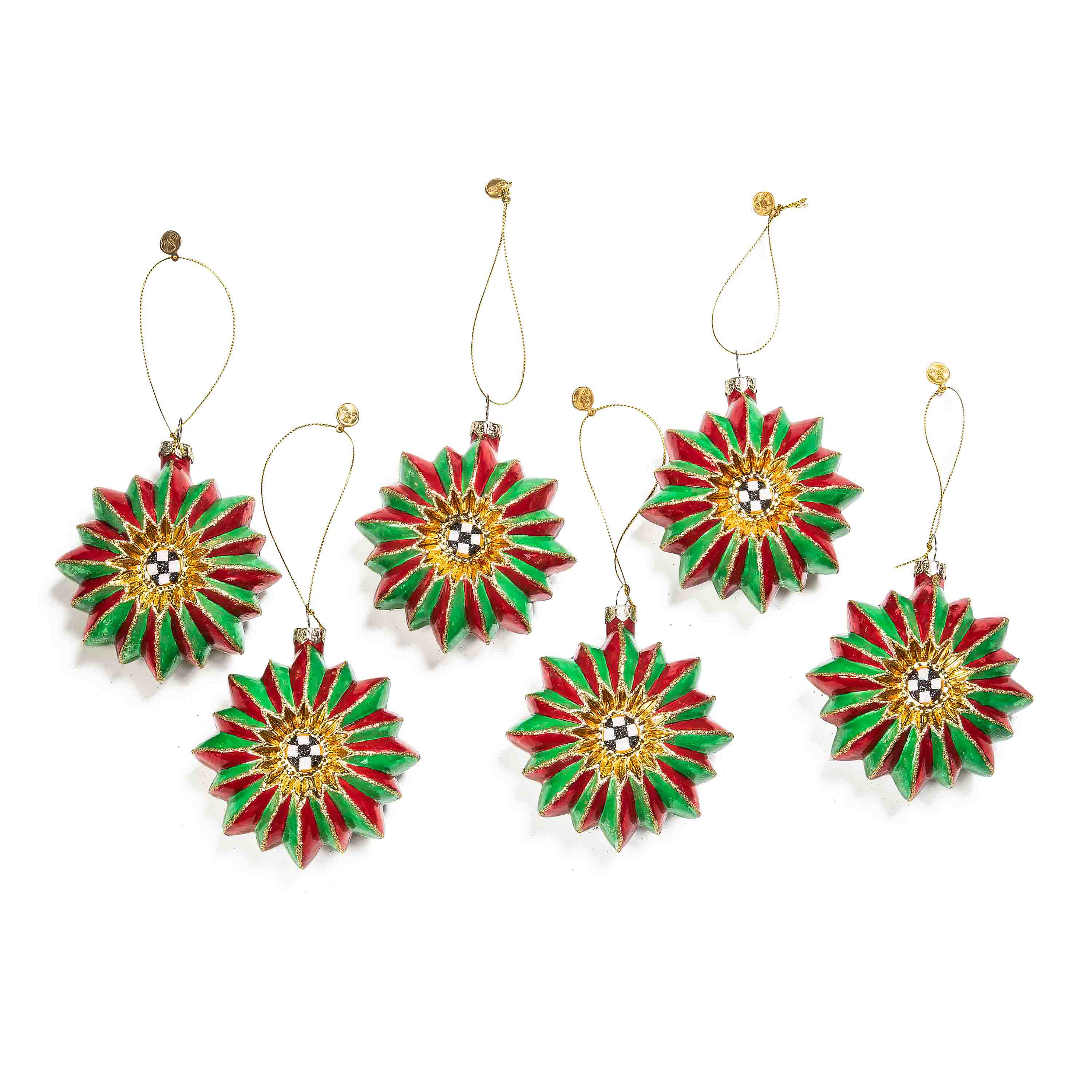 Red & Green Glass Reflector Ornaments, Set of 6 mackenzie-childs Panama 0