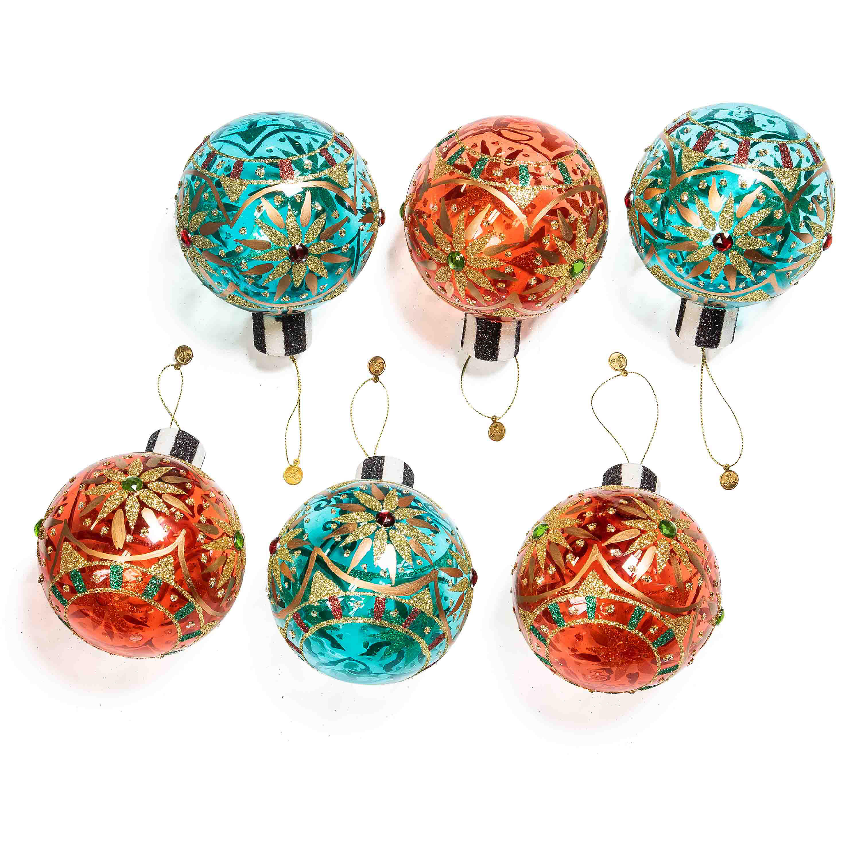 Red & Green Nostalgia Glass Ball Ornaments, Set of 6 mackenzie-childs Panama 0