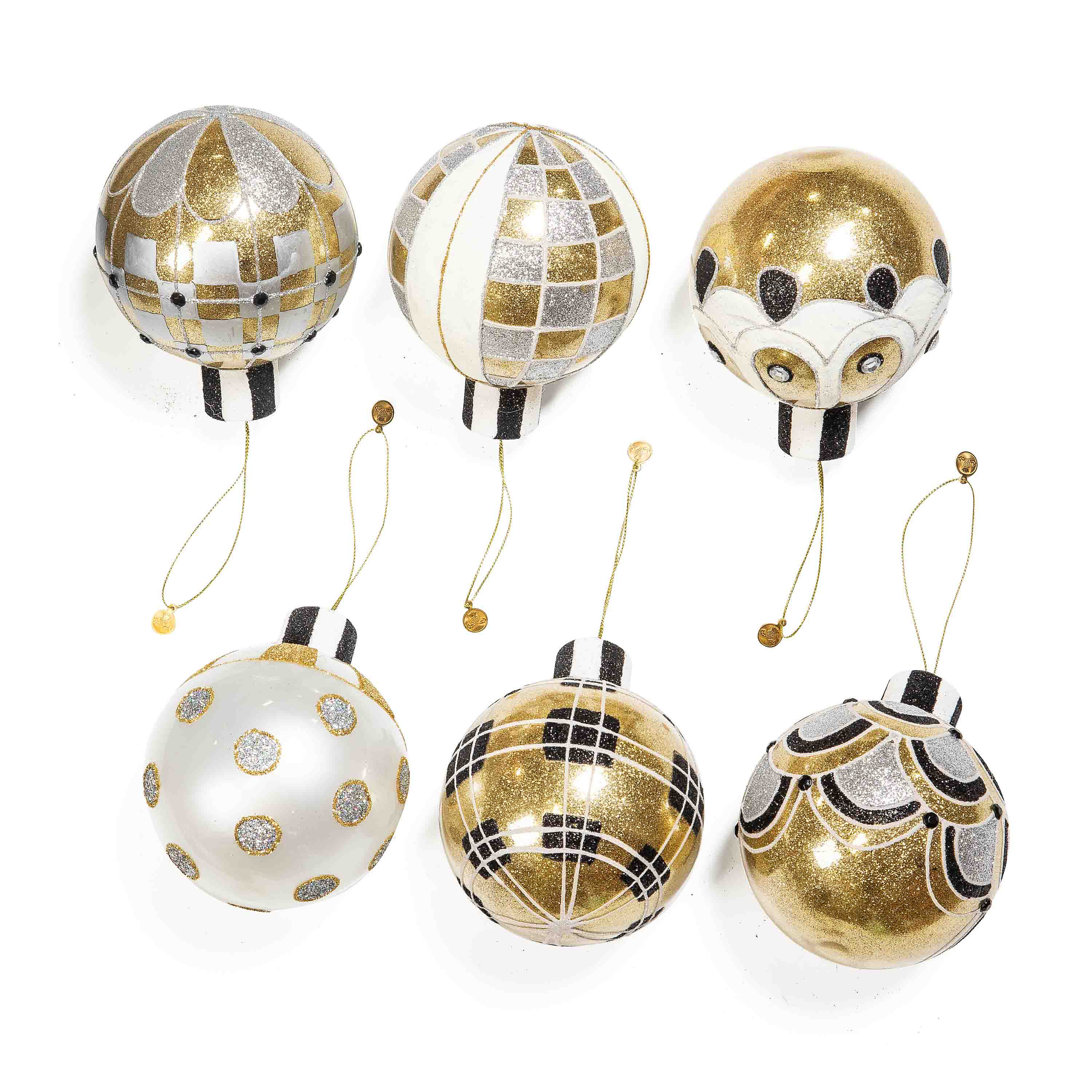 Glam Up Glass Ball Ornaments, Set of 6 mackenzie-childs Panama 0
