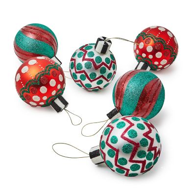 Cozy Christmas Glass Ball Ornaments, Set of 6 mackenzie-childs Panama 0