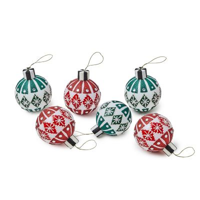 Cozy Christmas Snowflake Glass Ball Ornaments, Set of 6 mackenzie-childs Panama 0