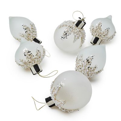 Crystal Palace Pearl Assorted Glass Ornaments, Set of 6 mackenzie-childs Panama 0