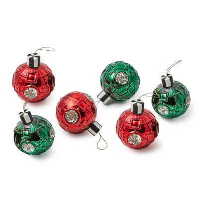 Red & Green Metallic Glass Ball Ornaments, Set of 6 mackenzie-childs Panama 0