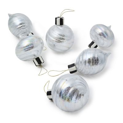 Silver Mercury Glass Assorted Ornaments, Set of 6 mackenzie-childs Panama 0