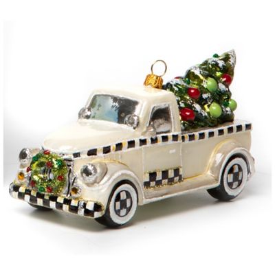 Farmhouse Special Delivery Truck Glass Ornament mackenzie-childs Panama 0