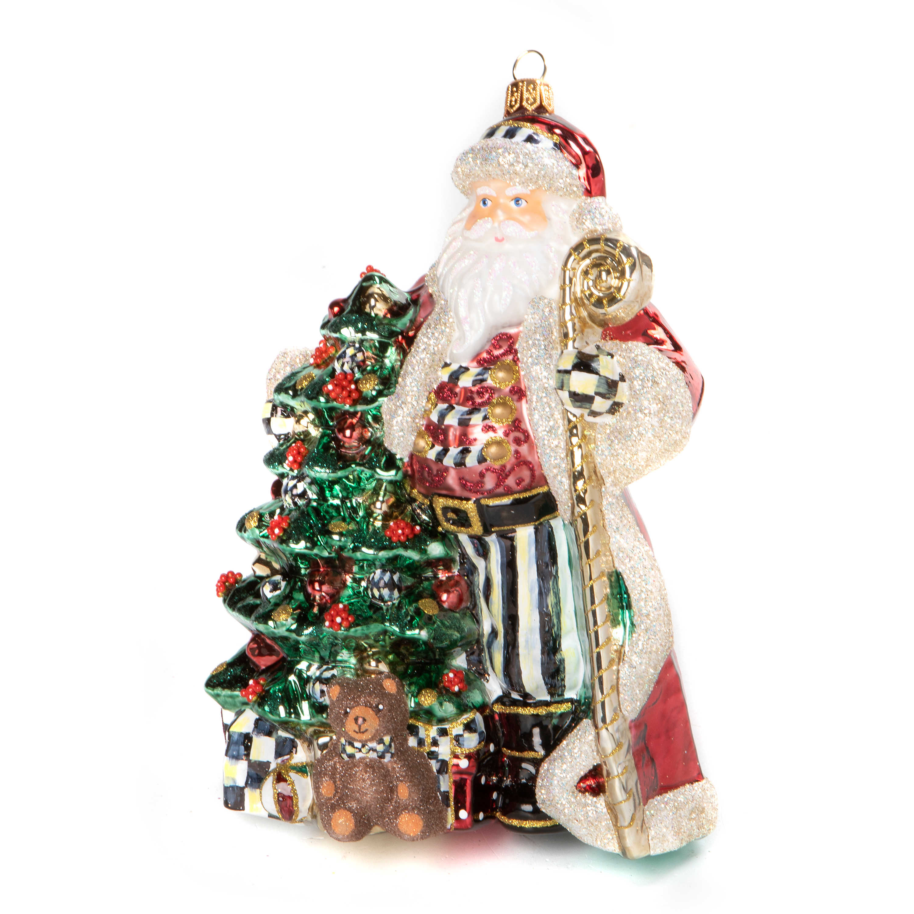 Christmas Magic Santa With Staff Glass Ornament mackenzie-childs Panama 0