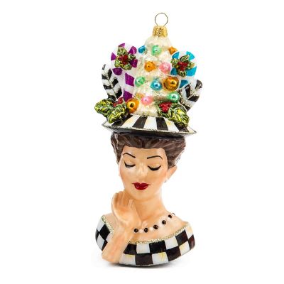 Glass Ornament - Granny Kitsch Lady Portrait mackenzie-childs Panama 0