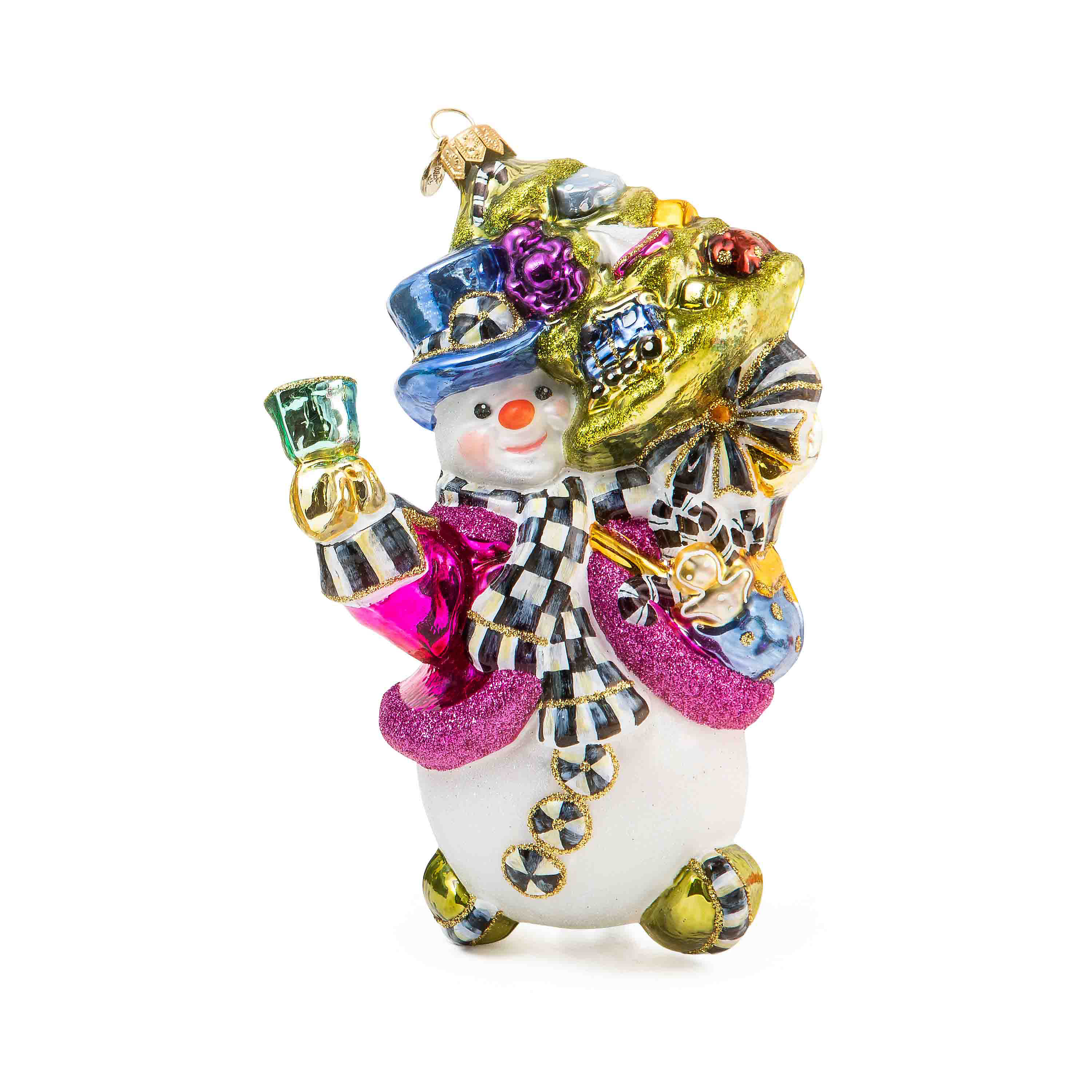 Granny Kitsch Snowman Glass Ornament mackenzie-childs Panama 0