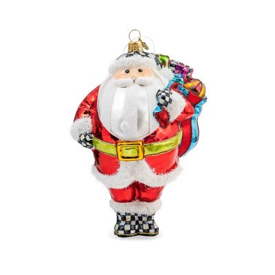 Granny Kitsch Bountiful Santa Glass Ornament mackenzie-childs Panama 0