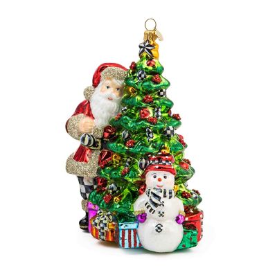 Glass Ornament - Treeside Santa mackenzie-childs Panama 0