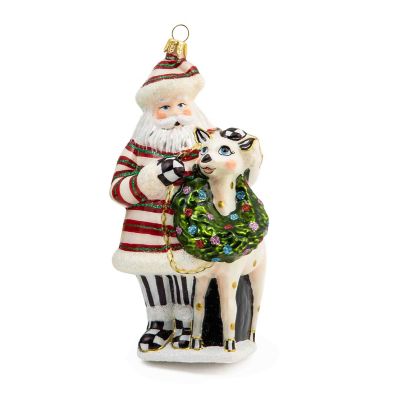 Granny Kitsch Santa & Friend Glass Ornament mackenzie-childs Panama 0