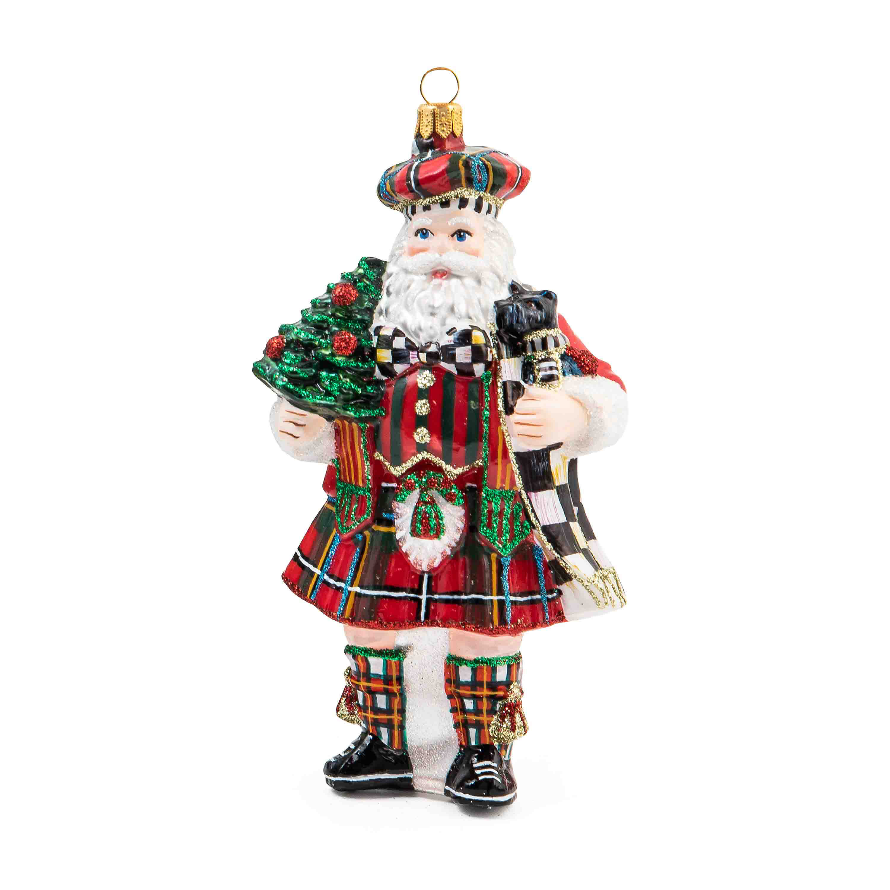 Scottish Santa Glass Ornament mackenzie-childs Panama 0