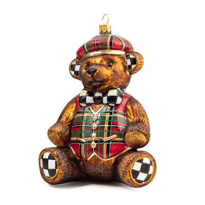 Tartastic 2023 Bear Glass Ornament mackenzie-childs Panama 0