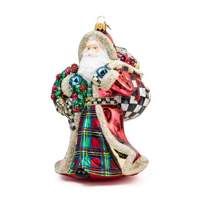Glass Ornament - Tartastic Father Christmas mackenzie-childs Panama 0