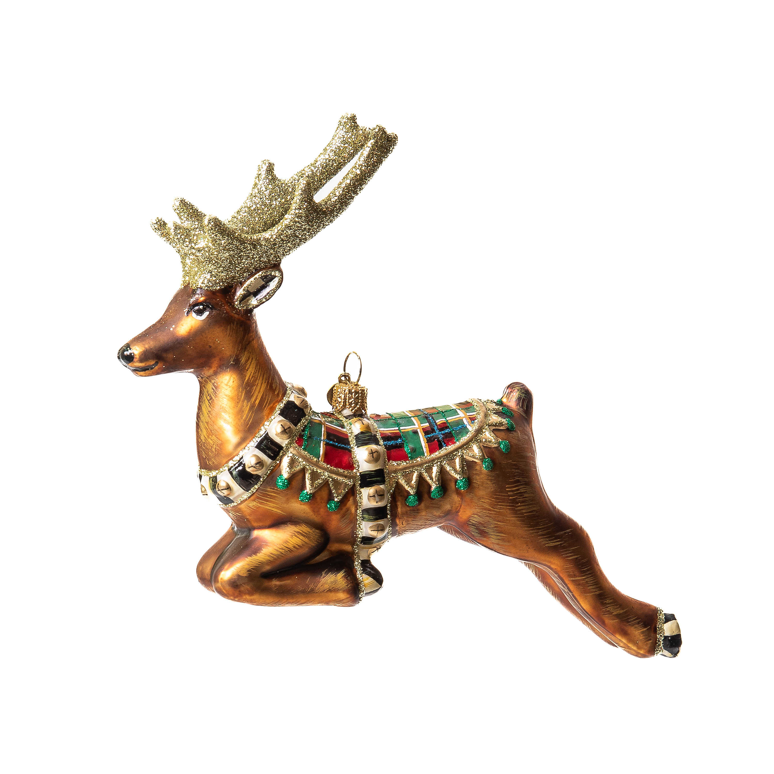Tartastic Reindeer Glass Ornament mackenzie-childs Panama 0