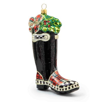 Tartastic Wellie Glass Ornament mackenzie-childs Panama 0