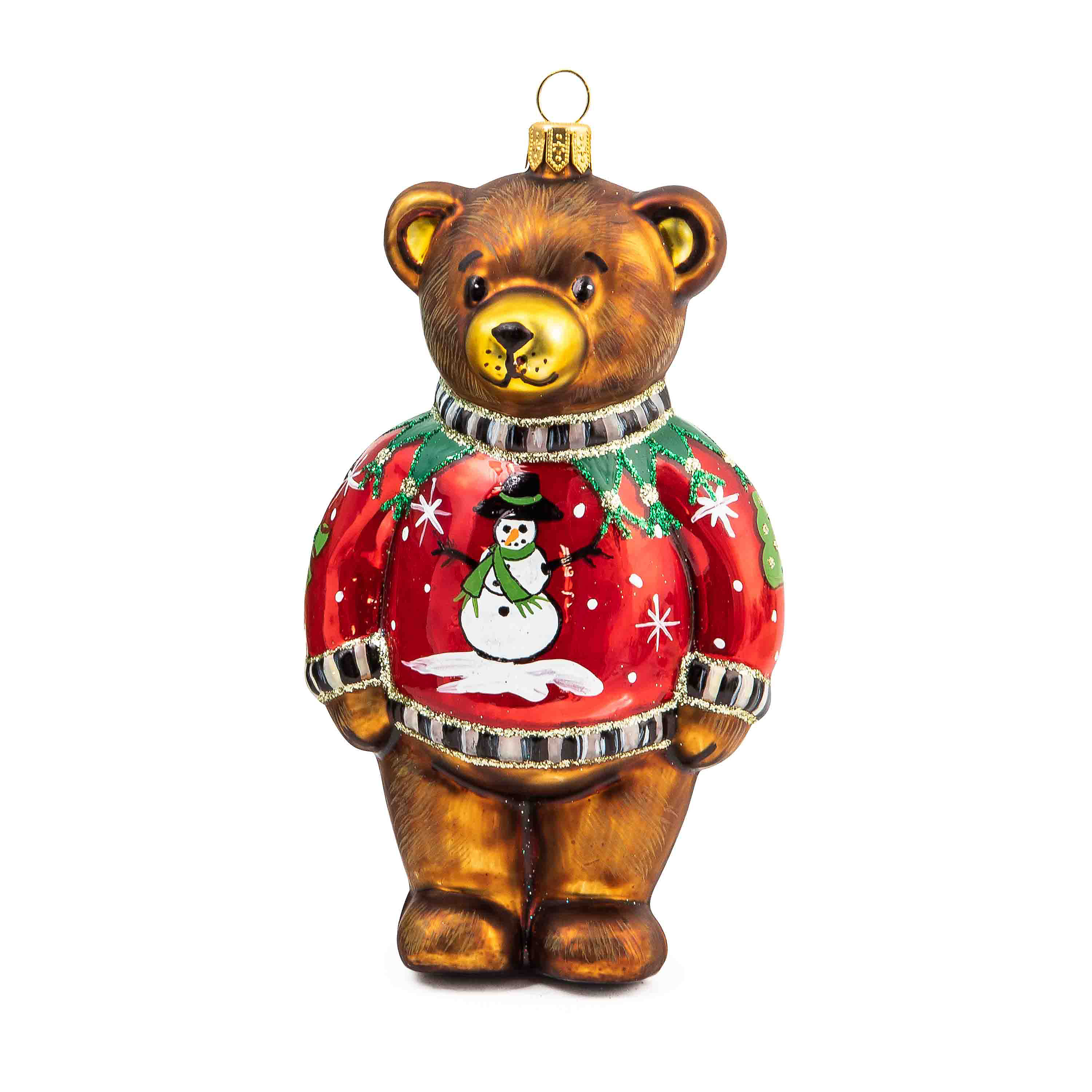 Ugly Sweater Bear Glass Ornament mackenzie-childs Panama 1