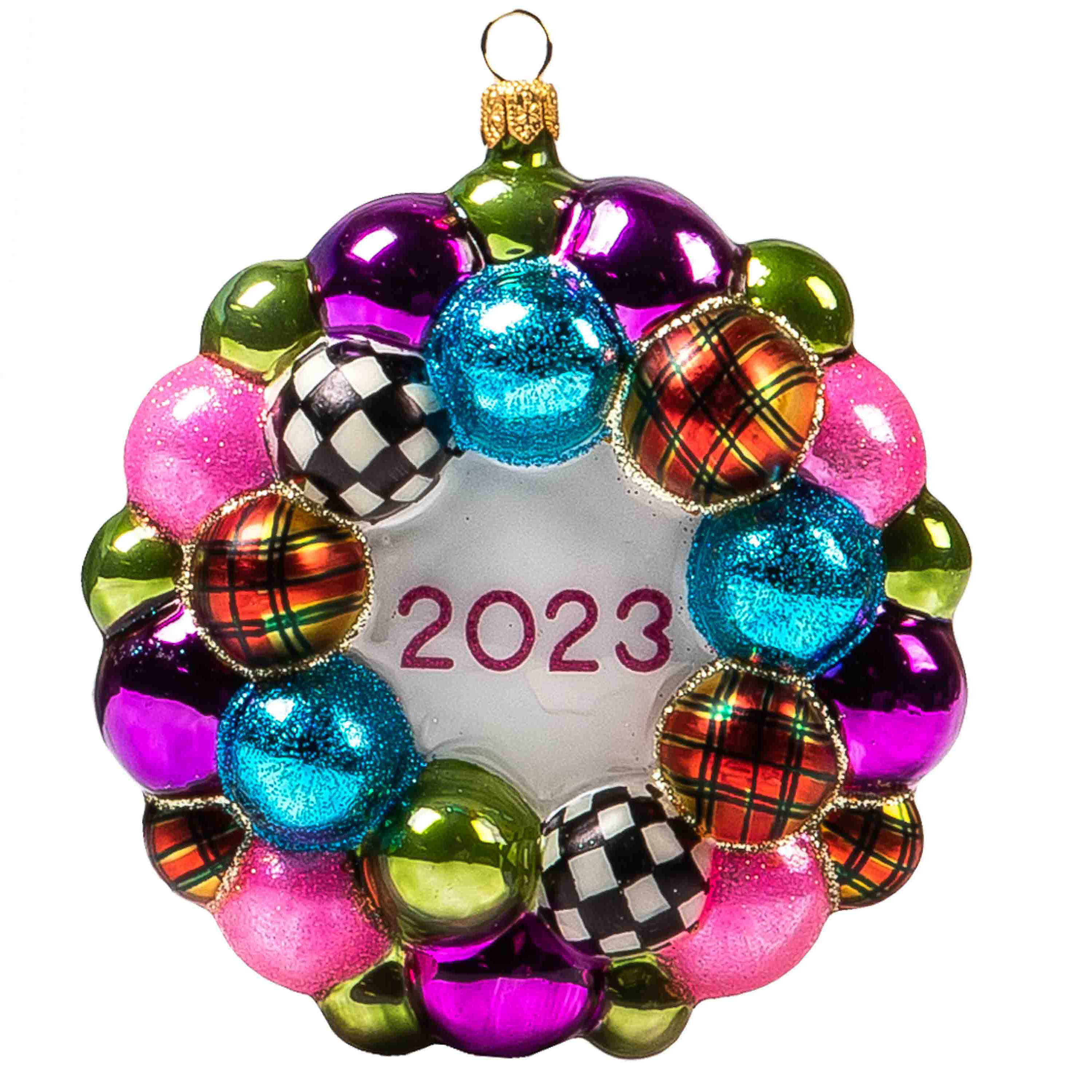 Glass Ornament - Granny Kitsch 2023 Wreath mackenzie-childs Panama 0