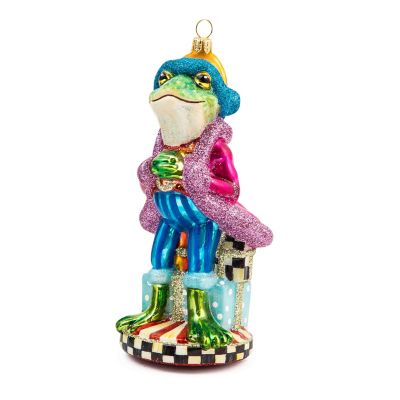 Granny Kitsch Frog Glass Ornament mackenzie-childs Panama 0