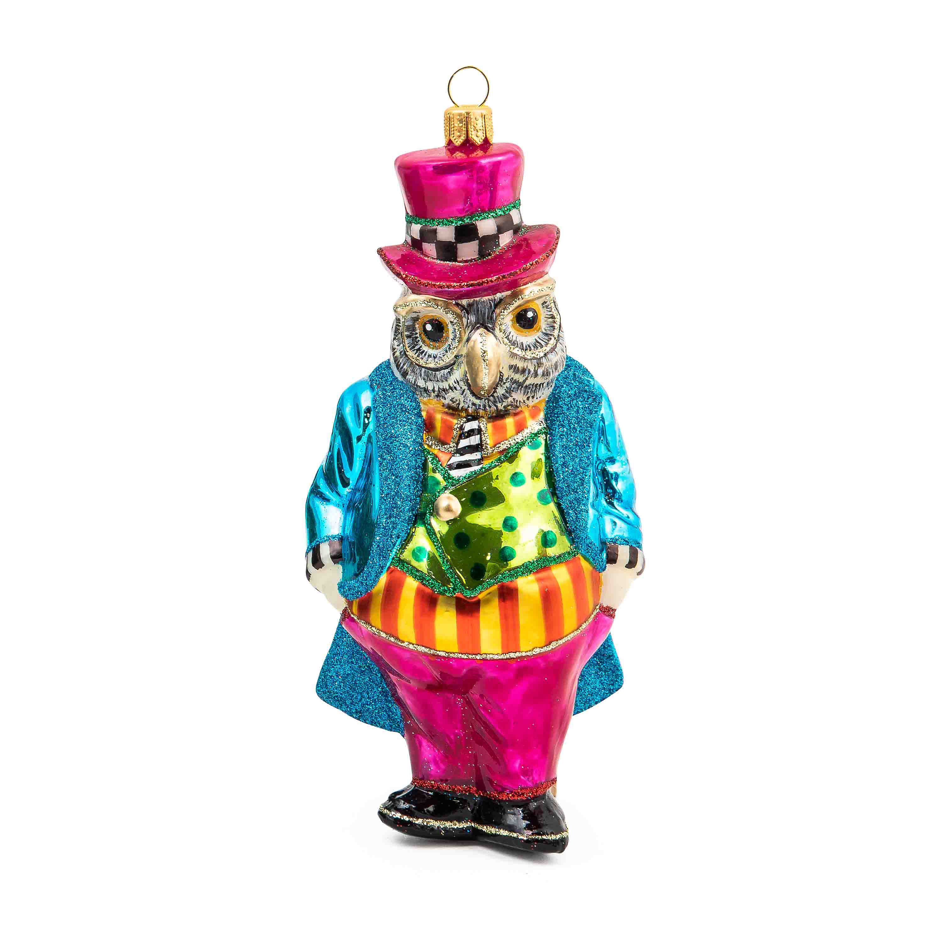 Granny Kitsch Owl Glass Ornament mackenzie-childs Panama 0