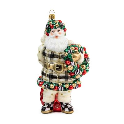 Glam Up Jolly Santa Glass Ornament mackenzie-childs Panama 0