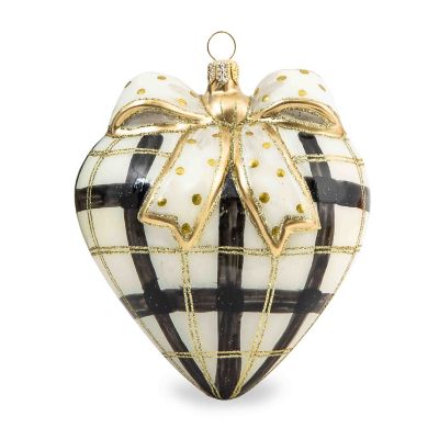 Glam Up Plaid Heart Glass Ornament mackenzie-childs Panama 0