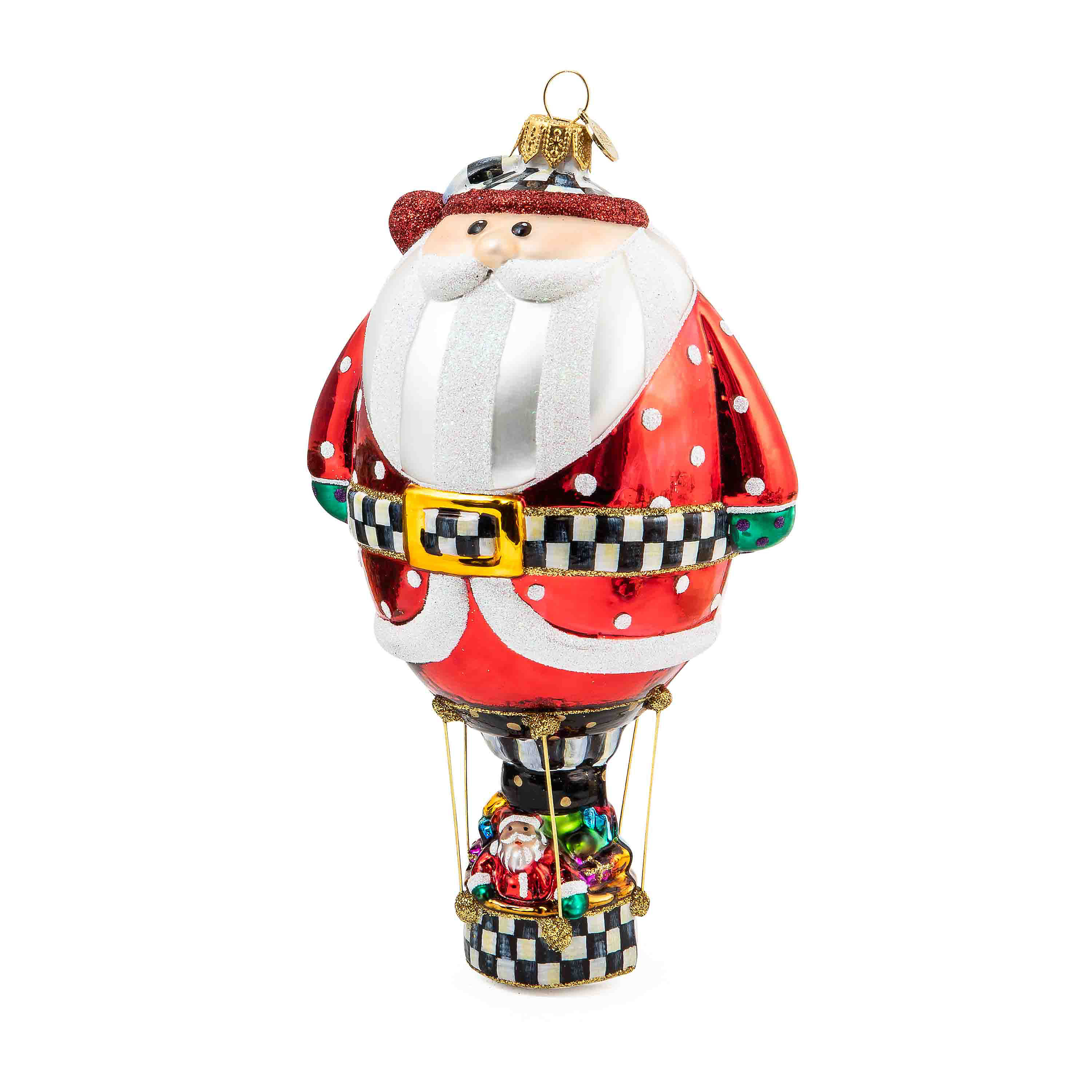 Balloon Santa Glass Ornament mackenzie-childs Panama 0