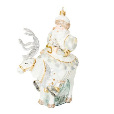 Crystal Palace Santa on Reindeer Glass Ornament mackenzie-childs Panama 0