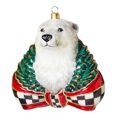 Cozy Christmas Polar Bear Glass Ornament mackenzie-childs Panama 0