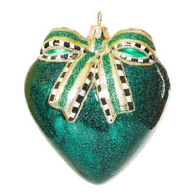 Emerald Luxe Heart Glass Ornament mackenzie-childs Panama 0