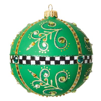 Emerald Luxe Matte Ball Glass Ornament mackenzie-childs Panama 0